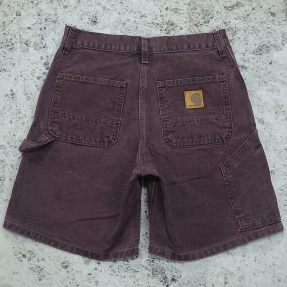 RARE Vintage Carhartt B24 BRG Burgundy Purple Carpenter Shorts 29.5x7.25 - Picture 1 of 13